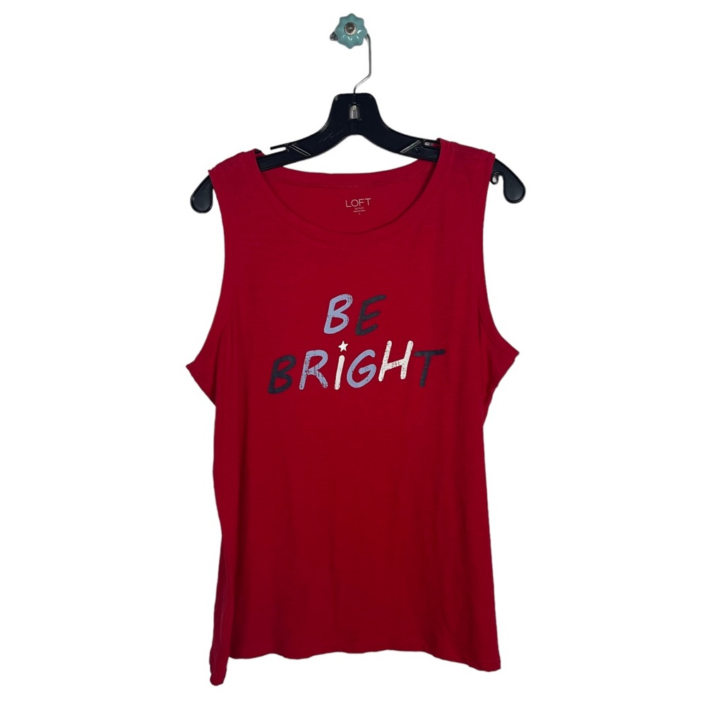 LOFT outlet tank top patriotic colors "be bright" graphic 4th of July modest L